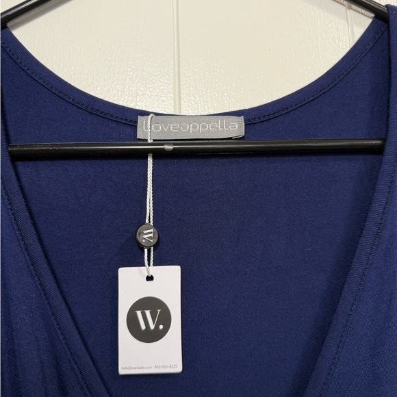 New with Tags Loveappella navy V-Neck Maxi Dress woman’s size medium - Picture 3 of 8